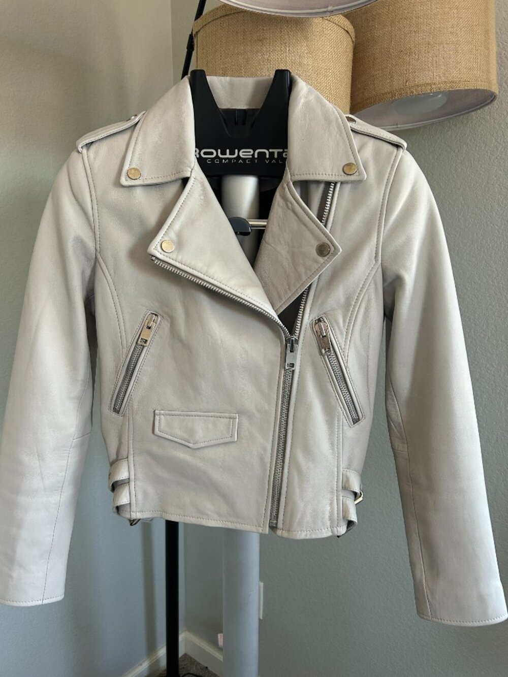 Walter Baker Lamb Leather Biker Jacket Cream Size S NWOT